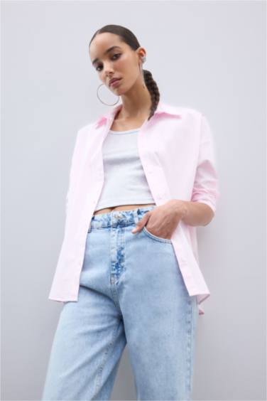 Chemise oxford oversize à manches longues et col boutonné