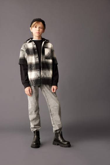 Erkek Çocuk Beli Bağcıklı Cepli Lastikli Paça Jogger Jean Pantolon