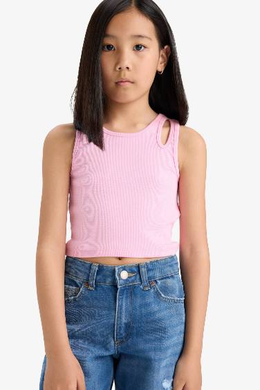 Girl Crew Neck Crop Top