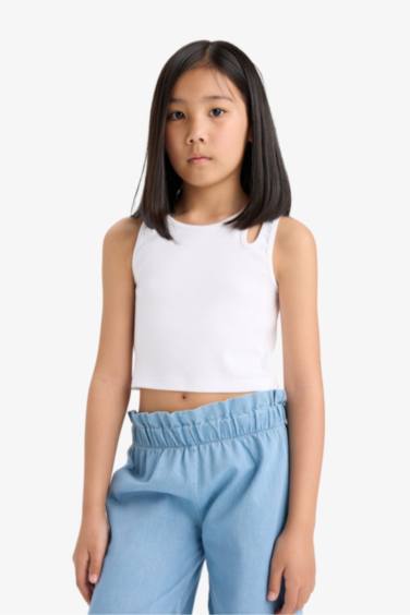 كروب توب ابيض سليم فيت بياخة مستديرة