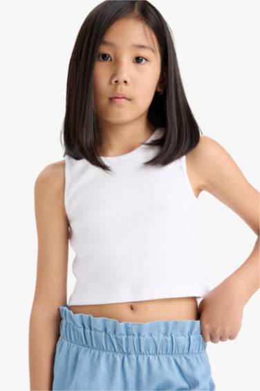 كروب توب ابيض سليم فيت بياخة مستديرة