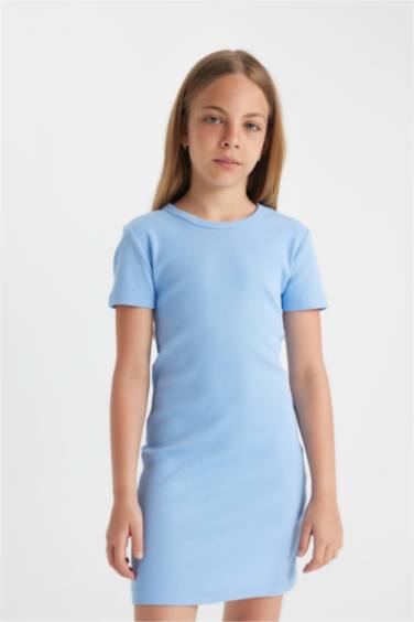 Girl Ribbed Camisole Short Sleeve Dress