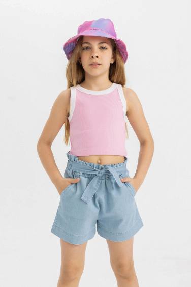 Girl Crew Neck Crop Top