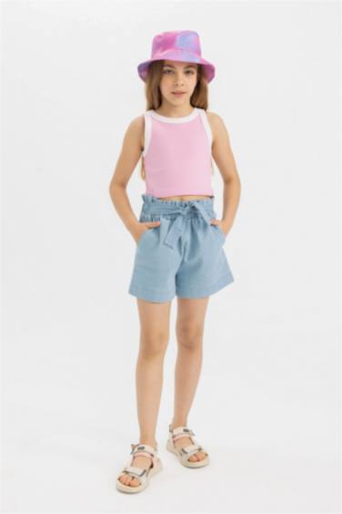 كيمونه بناتي بدون ردن برقبة مستديرة