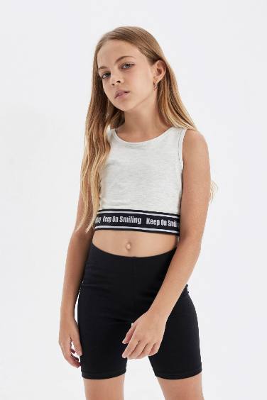 Girl Crew Neck Crop Top