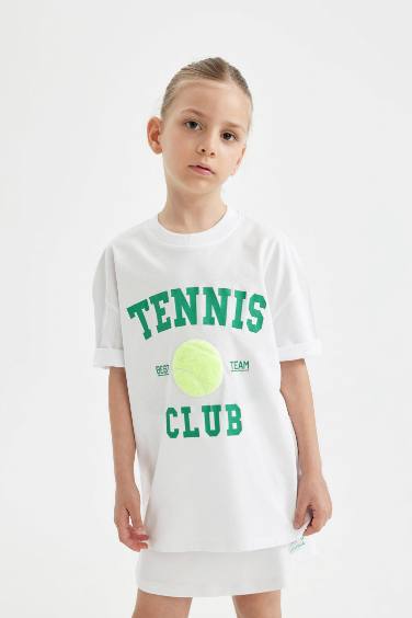 Girl Oversize Fit Printed Short Sleeve T-Shirt