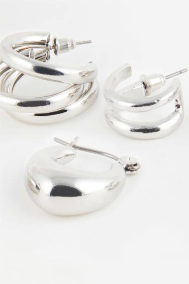 Серебряные сережки-кольца для женщин, 3 пары