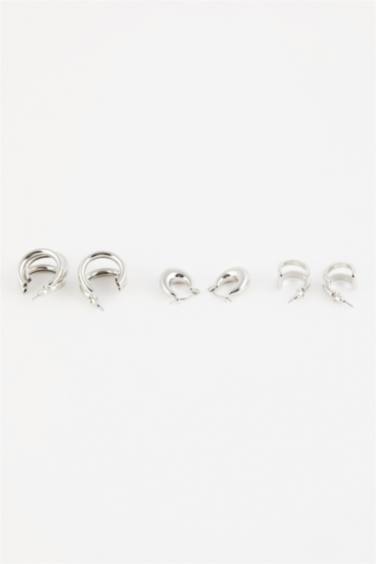 Серебряные сережки-кольца для женщин, 3 пары