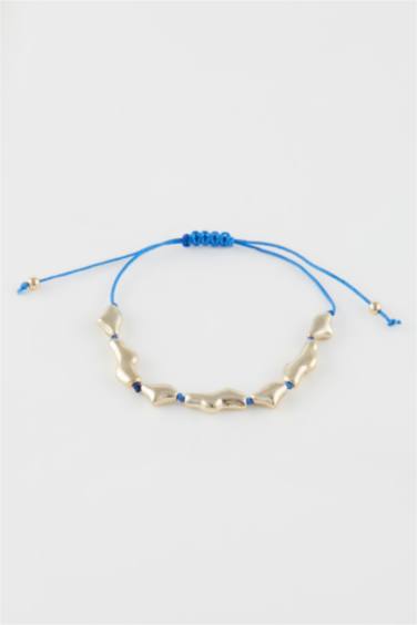 Woman Blue String Gold Bracelet