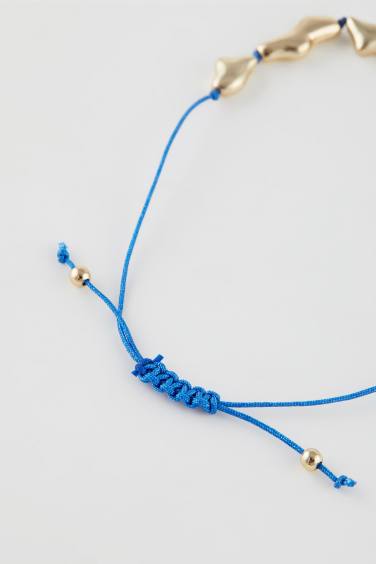 Woman Blue String Gold Bracelet