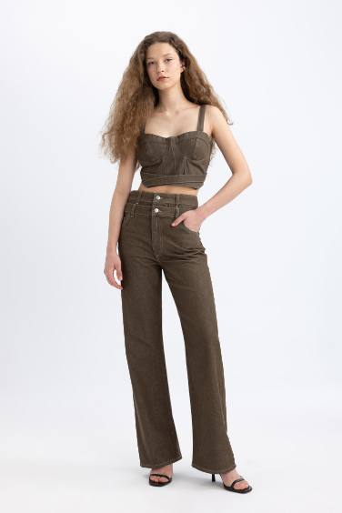 90's Wide Leg High Waist Long Jeans