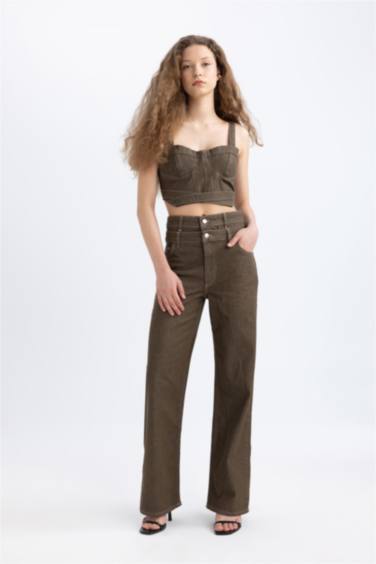 90's Wide Leg High Waist Long Jeans