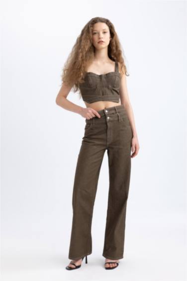 90's Wide Leg High Waist Long Jeans