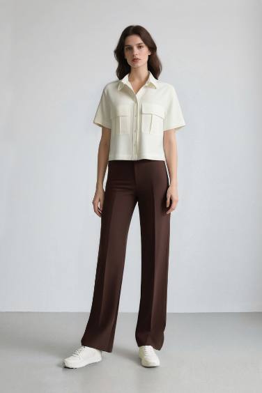 قميص كروب نص كم قماش ايوسل بجيب