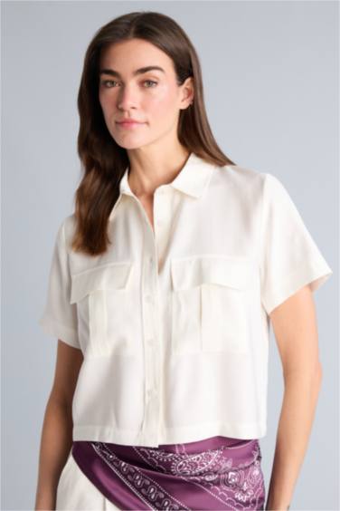 Cropped Fıt Tencel Kısa Kollu Gömlek