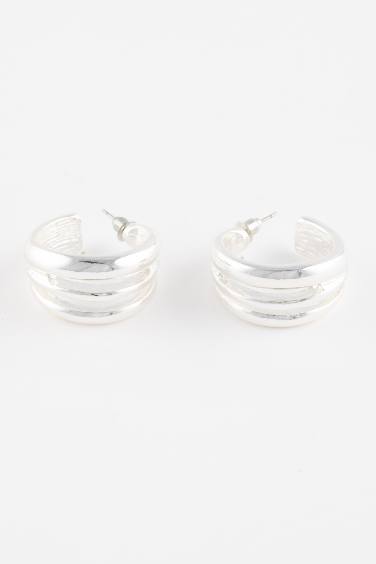 Woman Hoop Silver Earrings