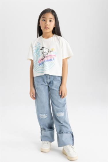 Girl Snoopy Crew Neck Short Sleeve T-Shirt