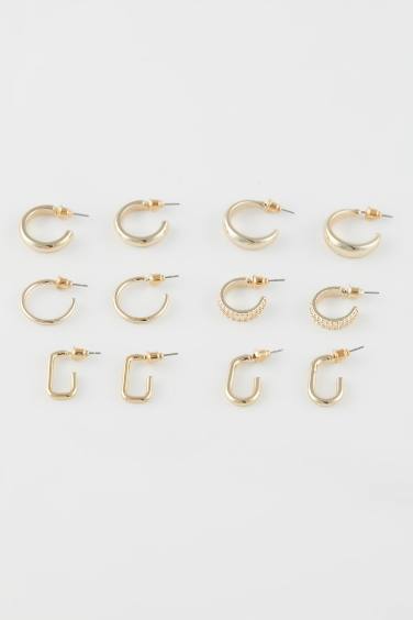 Woman 6 Piece Gold Earrings