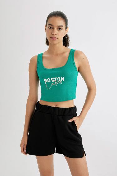 DeFactoFit NBA Boston Celtics Ribbed Crop Top