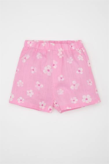 Baby Girl Flared Poplin Blouse Floral Shorts 2 Piece Set