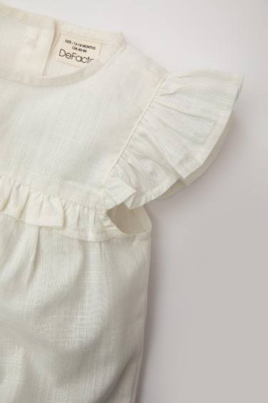 Baby Girl Flared Poplin Blouse Floral Shorts 2 Piece Set