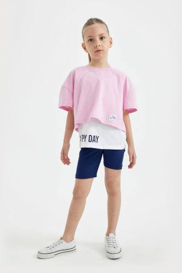 ليجن بناتي قصير أزرق فاقع