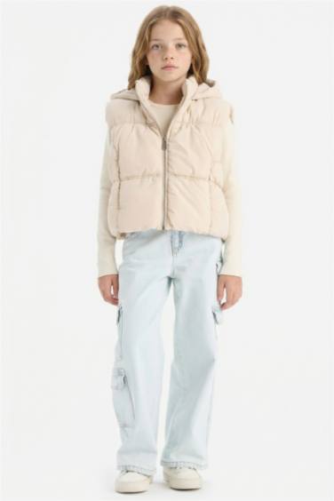 Girl Waterproof Hooded Puffer Vest