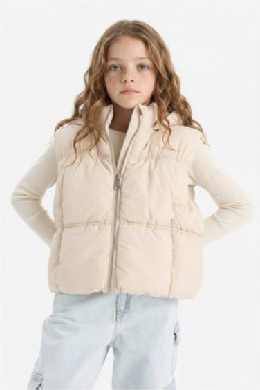Girl Waterproof Hooded Puffer Vest