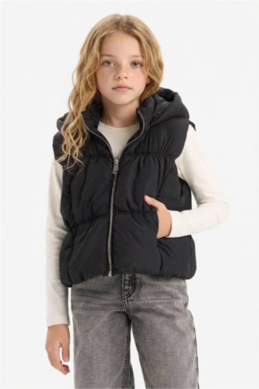 Girl Waterproof Hooded Puffer Vest