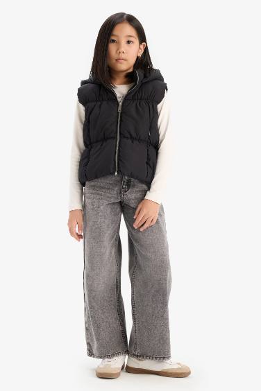 Куртка-жилет для девочек с водоотталкивающим капюшоном