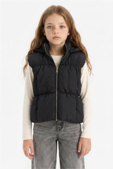 Girl Waterproof Hooded Puffer Vest