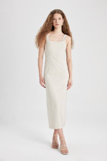 Bodycon Square Neck Strap Maxi Dress