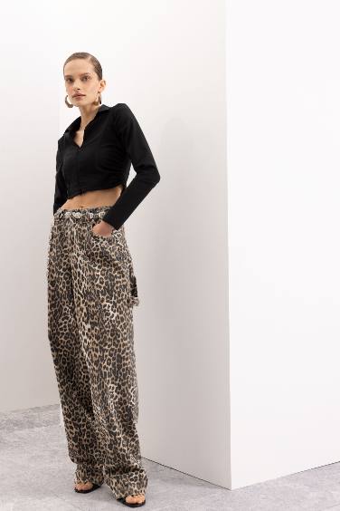 Siyah Fitted Vücuda Oturan Gömlek Yaka Fermuarlı Bengalin Uzun Kollu Crop Basic Düz Bluz