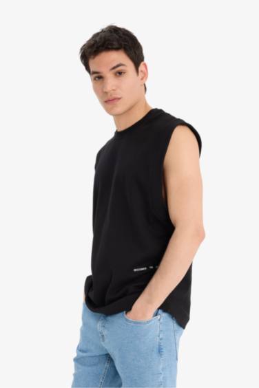 Cotton Boxy Fit Printed Crew Neck Tank Top