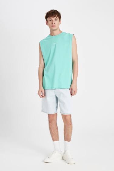 Débardeur oversize en coton imprimé à col rond