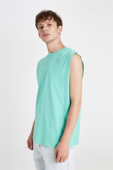 Débardeur oversize en coton imprimé à col rond