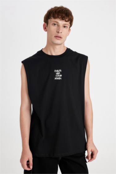 Boxy Fit Printed Crew Neck Tank Top