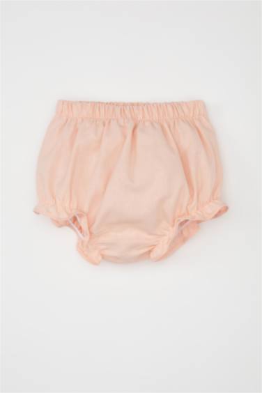 طقم بيبي بناتي بلوزة مطرزة وكلوت كتان قصة عادية - قطعتين