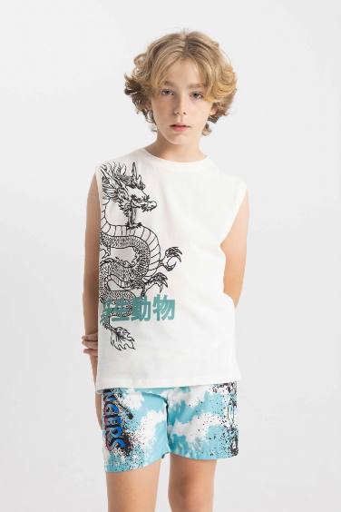 Boy Crew Neck Printed Sleeveless T-Shirt