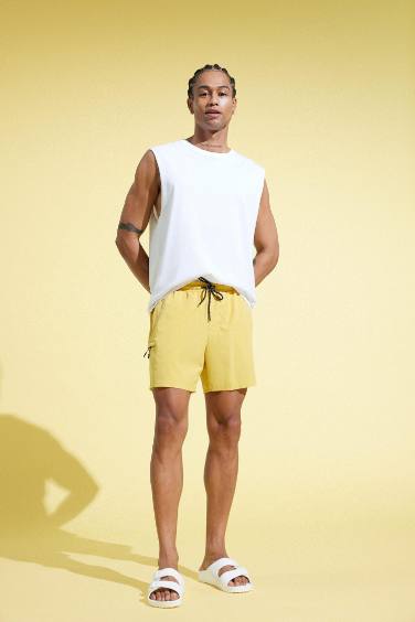 DeFactoFit Printed Flexible Textured Sports Swim Shorts