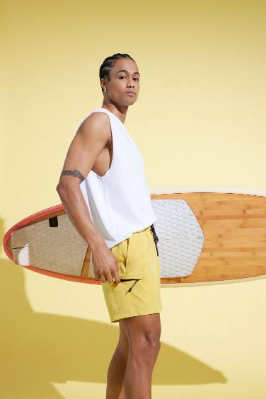 DeFactoFit Printed Flexible Textured Sports Swim Shorts