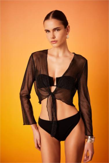 Boléro de Plage Noué en Tissu Brillant