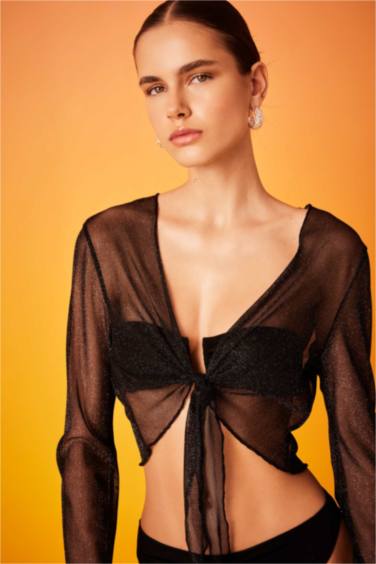 Boléro de Plage Noué en Tissu Brillant