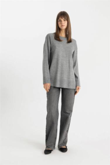 Regular Fit Crew Neck Pullover Tunic