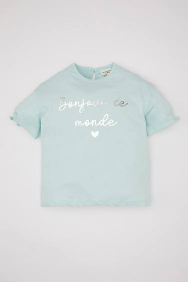 T-Shirt imprimé à Manches Courtes et Col Rond Pour Bébé Fille