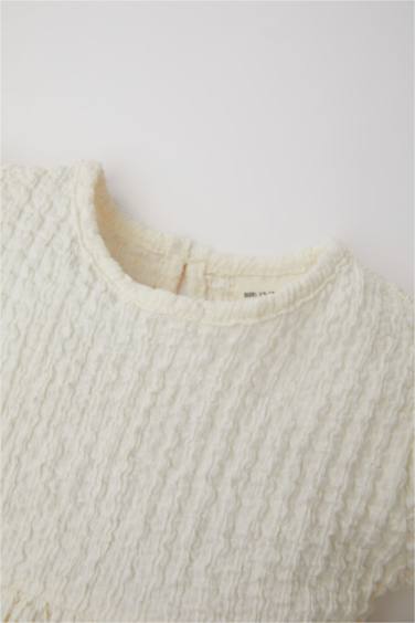 فستان بناتي نص ردن قصة عادية بياخة مستديرة