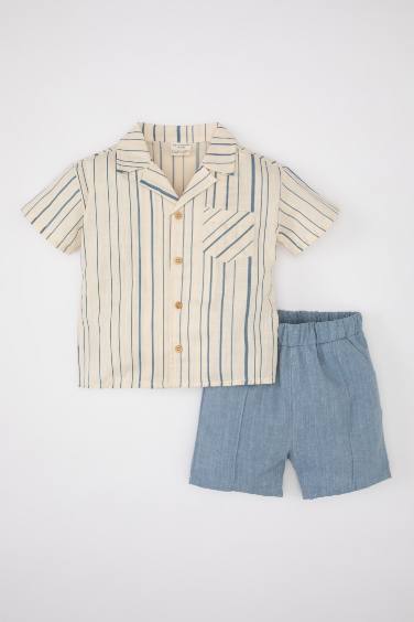 Baby Boy Striped Muslin 2 Piece Set