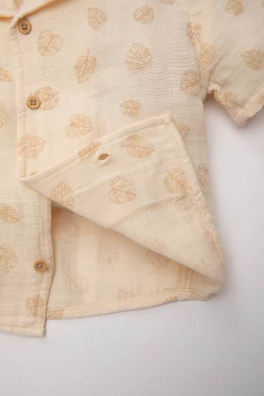 Baby Boy Muslin Patterned Shirt Shorts 2 Piece Set