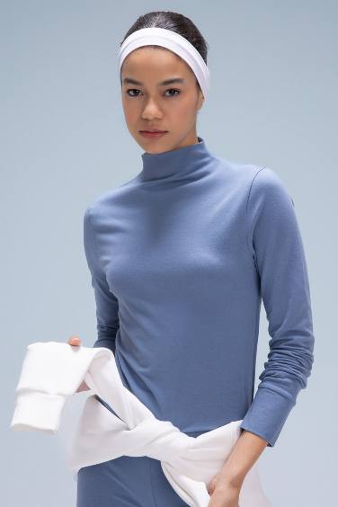 DeFactoFit Slim Fit High Collar Long Sleeve T-Shirt