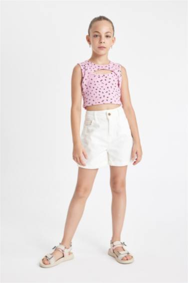 Girl Patterned Crop Top
